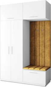 Masseno Garderoba REMA 150/240/60 cm Nowoczesna Szafa do Przedpokoju Biała, MONOLITH 48 (Żółty)
