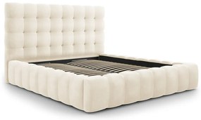 Beżowe tapicerowane łóżko dwuosobowe ze schowkiem i stelażem 200x200 cm Bali – Cosmopolitan Design