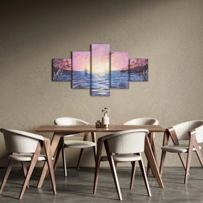 Obraz - Zachód słońca nad wodą, akwarela (125x70 cm)