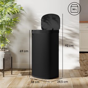 HOMCOM Kosz sensorowy 55L kosz na śmieci z funkcją cichego zamykania ze stali nierdzewnej, do kuchni siłowni biura, Czarny | Aosom PL