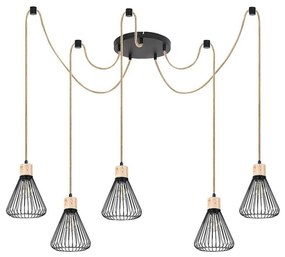 Rabalux 3150 - Lampa sufitowa FARFALLE 5xE27/40W/230V czarna/dąb