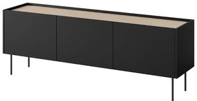 Szafka RTV Desin 170 cm z metalowymi nogami - czarny mat / dąb nagano