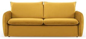 Musztardowa aksamitna rozkładana sofa 214 cm Vienna – Cosmopolitan Design