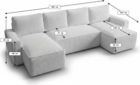 Rozkładana sofa narożna w kształcie U SMART BOUCLE 303x143 cm, ciemnozielona