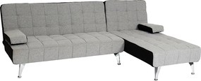 Sofa rozkładana MCW-K22,  tkanina/tekstylia jasnoszary, czarny