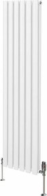 Grzejnik kolumnowy owalny i zawory - 1600 mm x 360 mm - biały