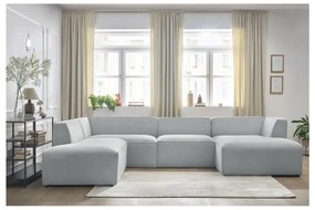 Jasnoszary sztruksowy narożnik modułowy (lewostronny/w kształcie litery U) Megeve – Bobochic Paris