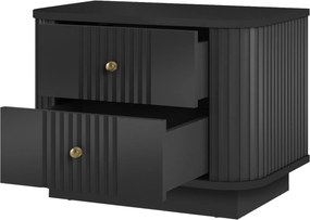 Zestaw szafek nocnych Vesper 56 cm na cokole - czarny / złote uchwyty