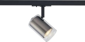 Nowoczesny reflektor w kolorze metalu z przezroczystym szkłem do systemu szynowego 1-fazowego - Iconic Lloyd