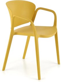 Musztardowe minimalistyczne krzesło tarasowe, ogrodowe H4-Z34