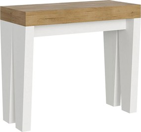 Konsola rozkładana 90x40/196 cm Spimbo Mix Small Blat Dąb naturalny - Struktura Frassino biała