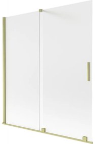 Mexen Velar parawan nawannowy 2-skrzydłowy rozsuwany 150 x 150 cm, szron, złoty szczotkowany - 896-150-000-31-55