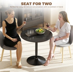 HOMCOM Stół jadalniany dla 2 osób, okrągły blat Ø80 cm, MDF i Stal, antypoślizgowy, Czarny, 75W cm