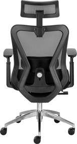 Fotel siatkowy z zagłówkiem regulowanym Ergobit Lux, zgodny z normą BHP