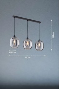 Czarna lampa wisząca ze szklanym kloszem Nayla – Fischer &amp; Honsel