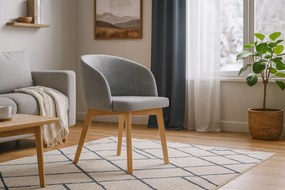 Szare krzesło drewniane kubełkowe dąb artisan - Bentrix 7X