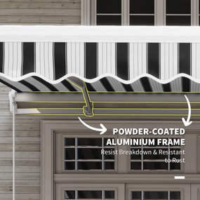 Outsunny Markiza Balkonowa Przegubowa Manualna 395x245cm Ochrona Przed Słońcem Montaż Ścienny Aluminium Biały Szary | Aosom PL