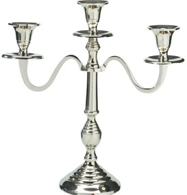 Świecznik trójramienny, srebrny, 30 cm