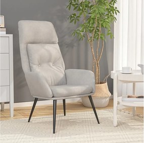 Fotel relaksacyjny Jasnoszary Zamszowy skóropodobny Optymalny komfort Podłokietniki