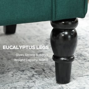 HOMCOM Elegancki fotel uszak, grubo wyściełany, zdejmowany pokrowiec, 74 x 86 x 102 cm, ciemnozielony | Aosom PL