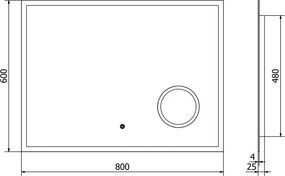 Mexen Kala lustro łazienkowe podświetlane z lusterkiem kosmetycznym 80 x 60 cm, LED 6000K, antypara - 9820-080-060-611-00
