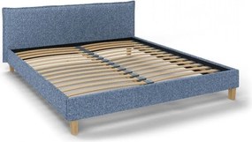 Niebieskie tapicerowane łóżko dwuosobowe ze stelażem 160x200 cm Tina – Ropez