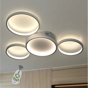 NETTLIFE Lampa sufitowa LED Lampa sufitowa LED z możliwością ściemniania za pomocą pilota, 52 W, nowoczesna, z 4 metalowymi pierścieniami