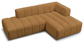 Musztardowy narożnik z materiału bouclé (prawostronny/z szezlongiem) Annecy – Bobochic Paris