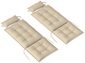 Outsunny Zestaw 2 poduszek na leżak ogrodowy, Wodoodporne, Beżowe, 50x116x5 cm