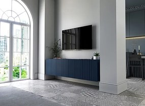 Granatowa wisząca szafka na TV z lamelami - Filo 6X