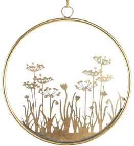 Metalowa dekoracja ścienna FLOWERS RING Ø 41 cm złota