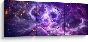 Obraz - Purple Universe (z zegarem) (90x30 cm)