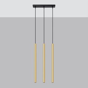 Lampy wiszące nowoczesny Brill, stal - 3 źródło światła 4000K - L.30 x H.90 cm - złoty połysk