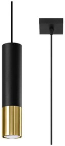 Czarno-złota lampa wisząca z metalowym kloszem 8x8 cm Longbot – Nice Lamps