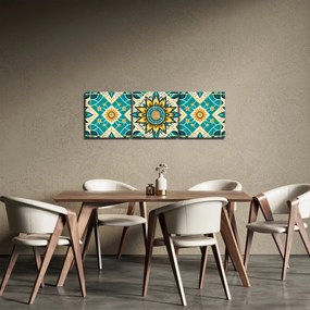 Obraz - Turkusowy wzór (z zegarem) (90x30 cm)