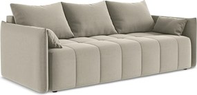 Kanapa 3-osobowa z funkcją spania - z tkaniny welwetowej - perłowy - MOKU