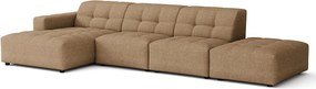 Narożnik z pufą lewostronny Bergamo B  – tkanina Raven 34 jasno brązowa, 341×166×70 cm