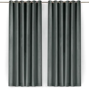 Ciemnoszara aksamitna zasłona częściowo zaciemniająca (dimout) 400x300 cm Velto – Filumi