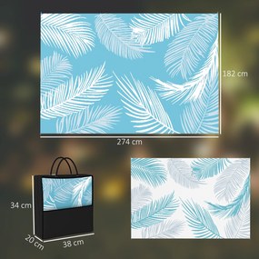 Outsunny Dywan Ogrodowy Odwracalny Wytrzymały Odporny na Warunki Atmosferyczne z Torbą Transportową i Mocowaniami 274 x 182 cm Jasnoniebieski + Biały | Aosom PL