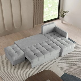 Masseno Narożnik LUMARI z funkcją spania i pojemnikiem na pościel Narozniki L, Rozkładana sofa - Jasnoszary, PAROS 05
