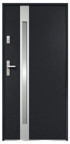 Drzwi wejściowe ze stali nierdzewnej, z przeszkleniami, 207 × 100 cm (wys. × szer.), kolor antracytowy – skrzydło prawe - BRAGA