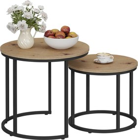 Okrągły stolik kawowy 2w1 dąb artisan C9-Z45