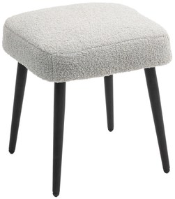 HOMCOM Stołek, Podnóżek, Siedzisko z Wypełnieniem, Wygląd Kaszmiru, Nogi Stalowe, 42 x 42 x 47 cm, Jasnoszary