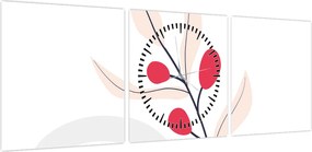 Obraz - Różowa abstrakcja kwiatowa N⁰3 (z zegarem) (90x30 cm)