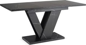 Stół Prostokątny Rozkładany CLARK 120-160 cm Czarny Marmur Glamour