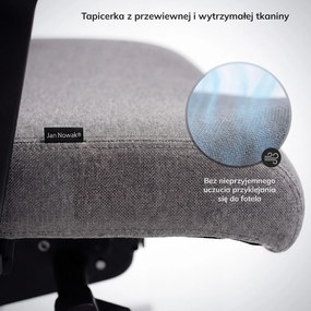 Regulowany fotel biurowy do pracy przy komputerze Vector, szara tkanina