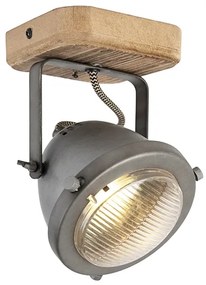 Industrialny reflektor stalowy z drewnem, regulowany - Emado
