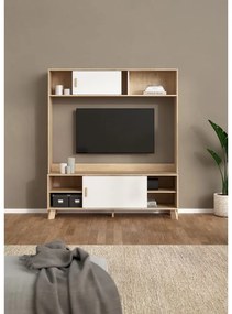 Biało-naturalny zestaw pod TV w dekorze dębu 159x181x48 cm Ikast – Tvilum