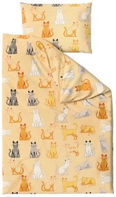 PrzytulneMieszkanie.pl PrzytulneMieszkanie.pl Bawełniana pościel CHROMA CATS kremowa Rozmiar pościeli: 2 szt 70 x 90 cm | 200 x 220 cm