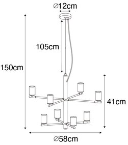 Nowoczesna lampa wisząca czarna 8-światłowa - Osprey Nowoczesny Oswietlenie wewnetrzne